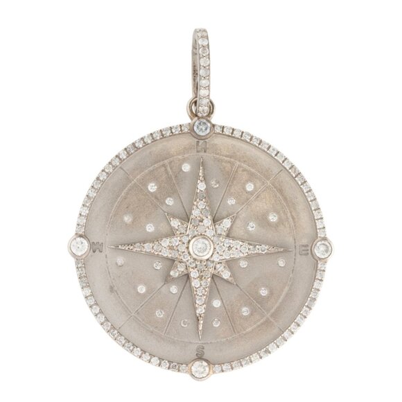 SHERYL LOWE 1.72CTW DIAMOND & STERLING SILVER 925 COMPASS PENDANT NECKLA… - Picture 1 of 7